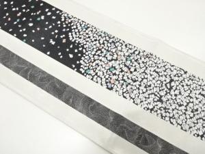 縞に箔散らし模様織り出し　袋帯